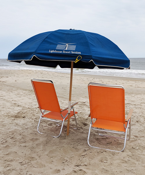 Beach umbrella onboard provides quick, easy, affordable source of